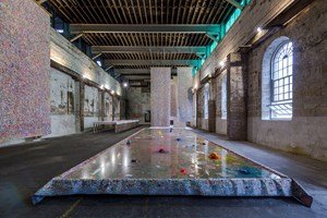 Cockatoo Island, Mit Jai Inn, 'Planes (Hover, Erupt, Erode)' (2018). Mixed media installation with paintings. Installation view: 21st Biennale of Sydney, Cockatoo Island, Sydney (16 March–11 June 2018). Courtesy the artist and SA SA BASSAC, Phnom Penh. Photo: Document Photography.